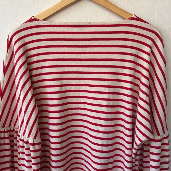 J.Crew Striped Sweater Womens XL Red White Flare Sleeves Boatneck Holiday - Picture 8 of 10